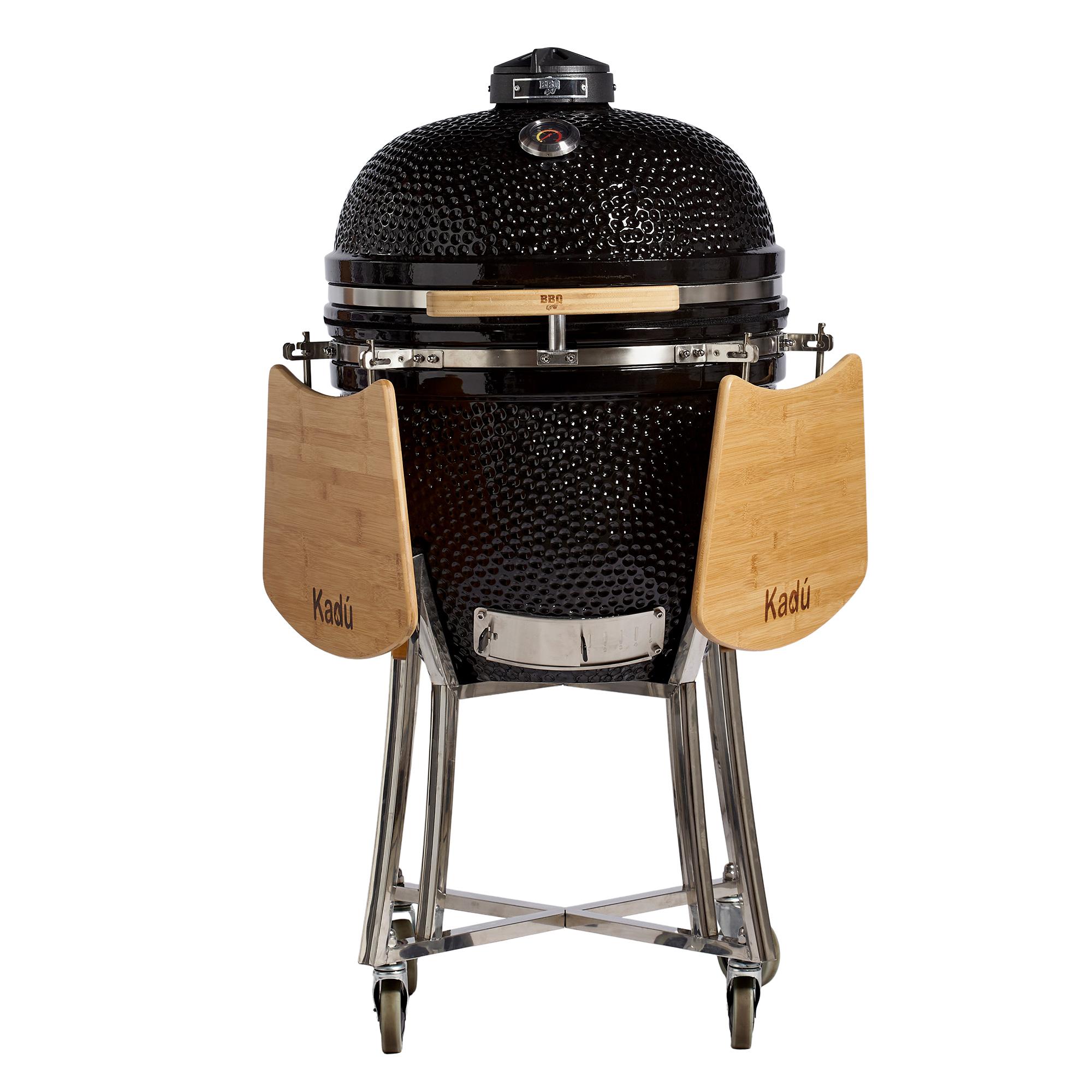 Parrilla Kamado Bbq Grill Kadu K18 Ahumador Ceramico Negro