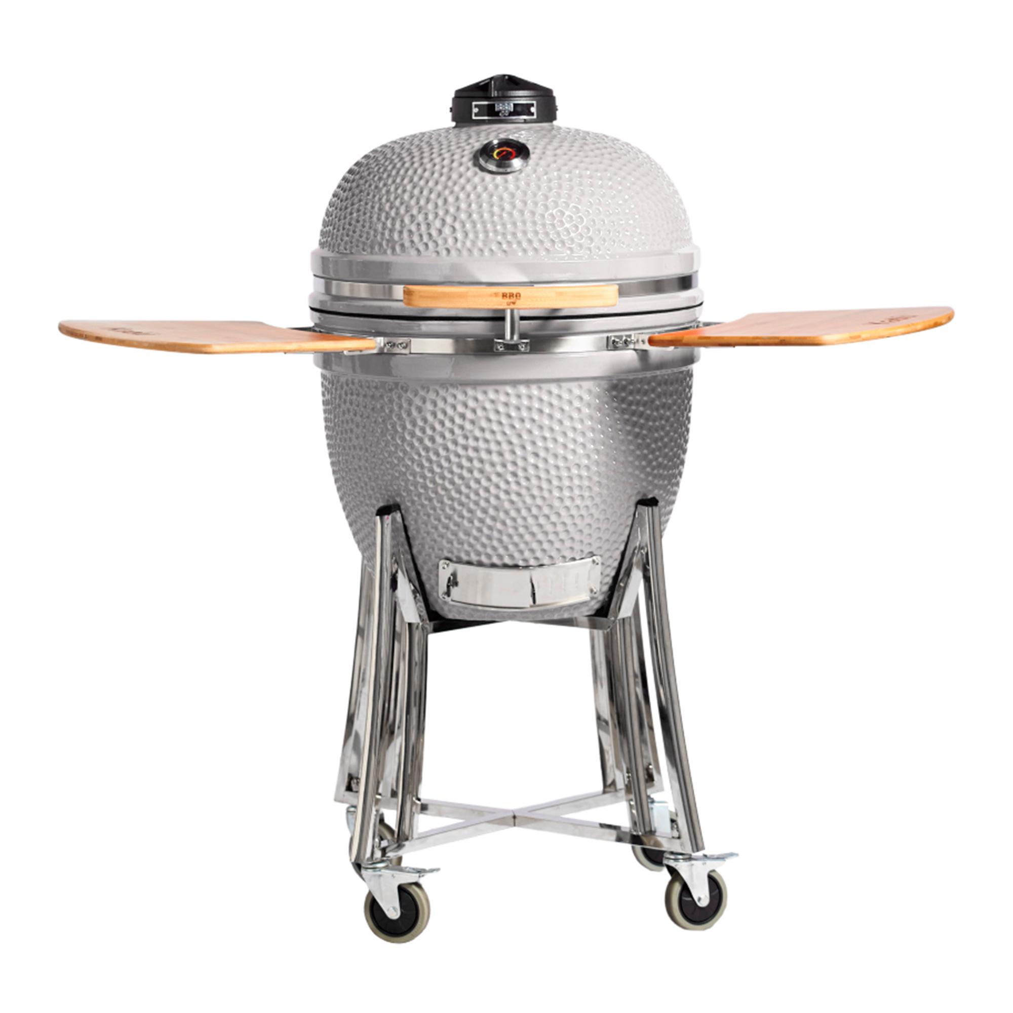 Parrilla Kamado Bbq Grill Kadu K21 Ahumador Ceramico Blanco con funda