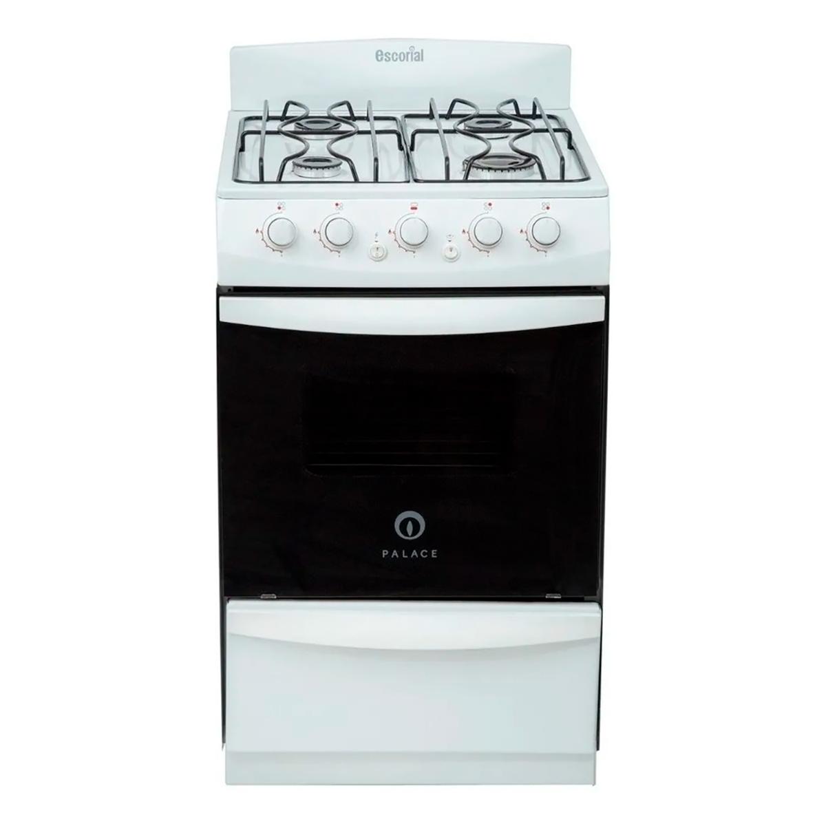 Cocina Escorial Palace Cristal A Gas Natural 4 Hornallas Blanca 220v Puerta Con Visor 50l